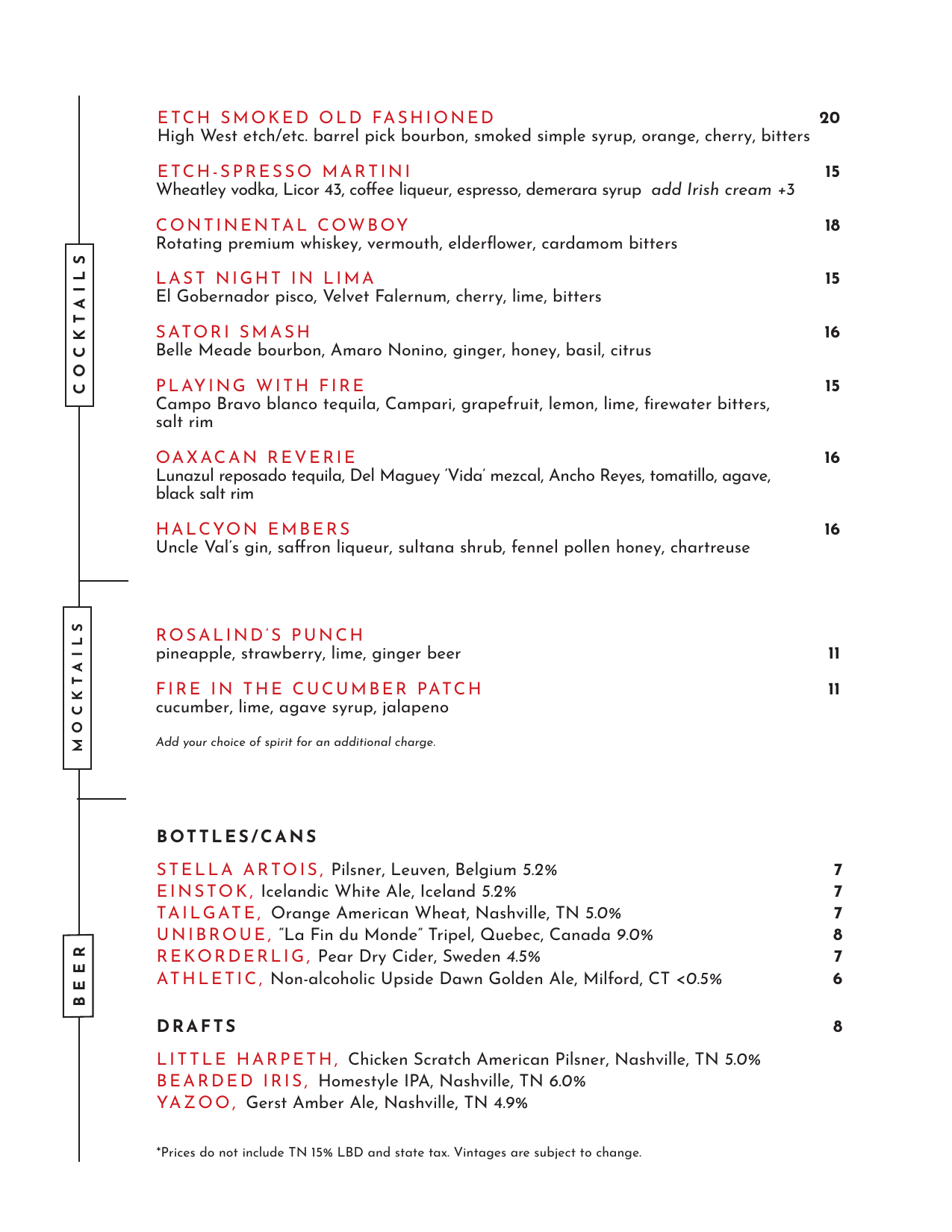 View our Drink list on the PDF below