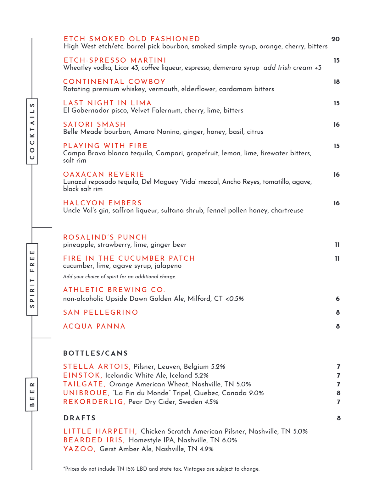 View our Drink list on the PDF below