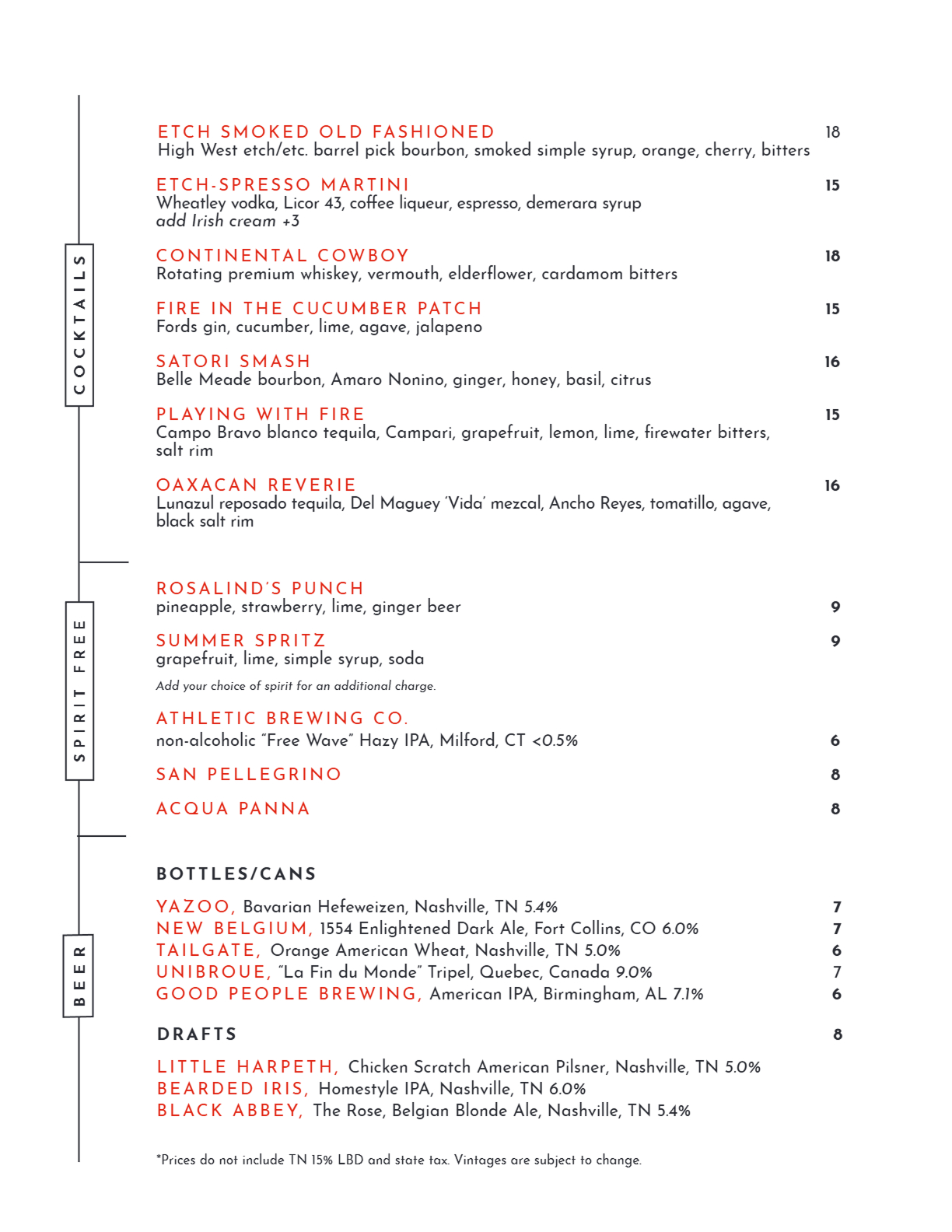 View our Drink list on the PDF below