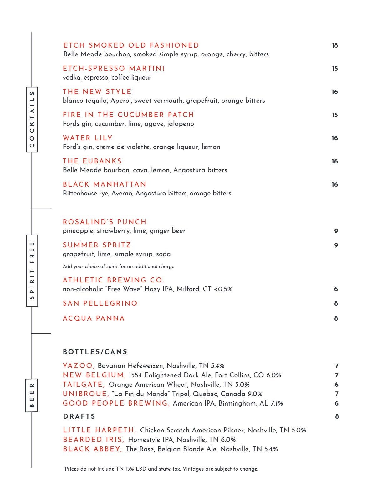 View our Drink list on the PDF below