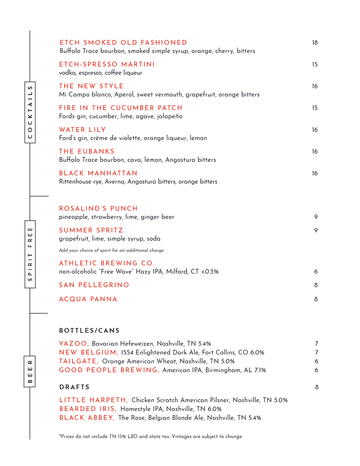 View our Drink list on the PDF below