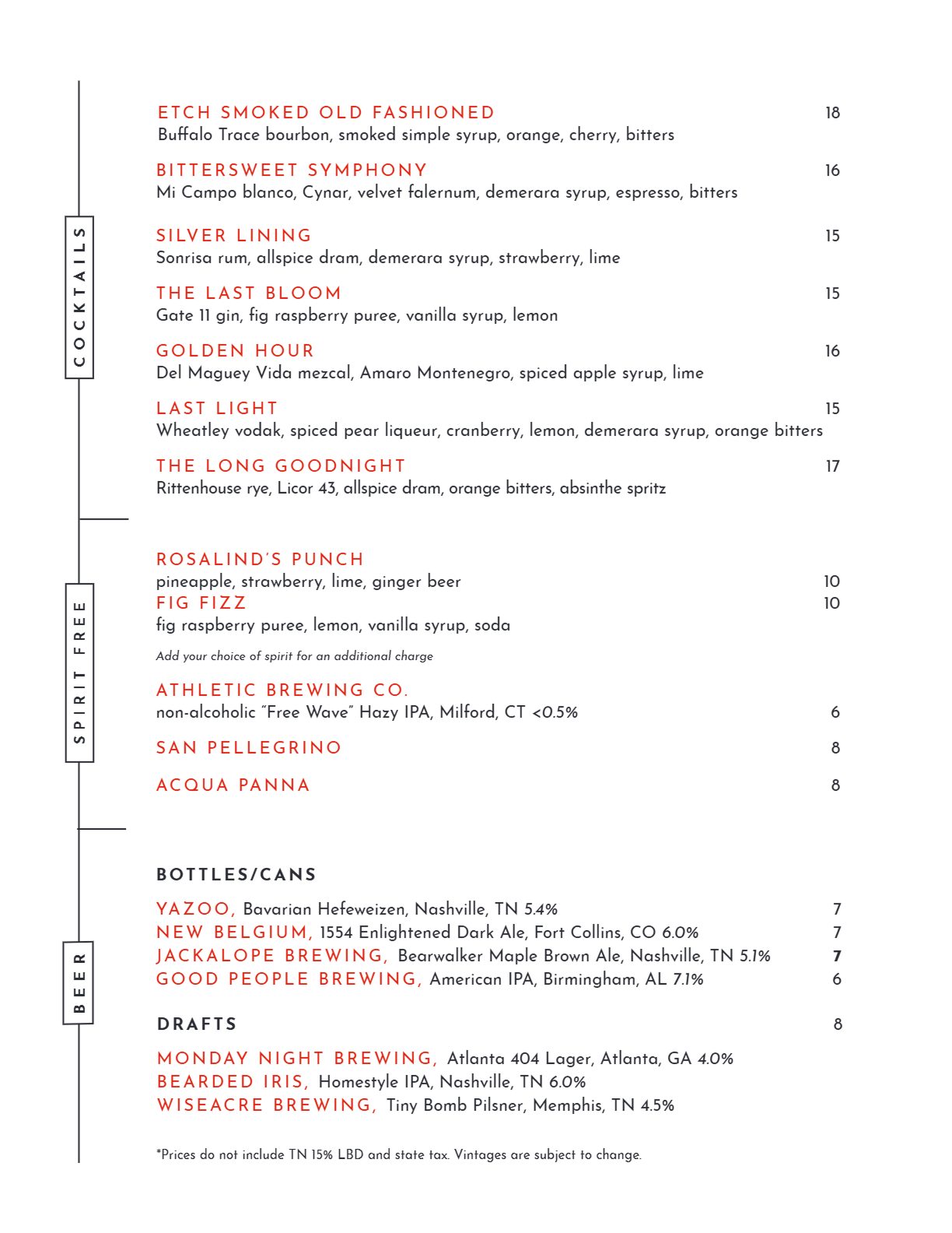 View our Drink list on the PDF below